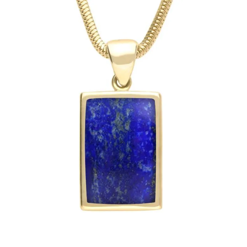 9ct Yellow Gold Lapis Lazuli Oblong Necklace sold by Jura Watches