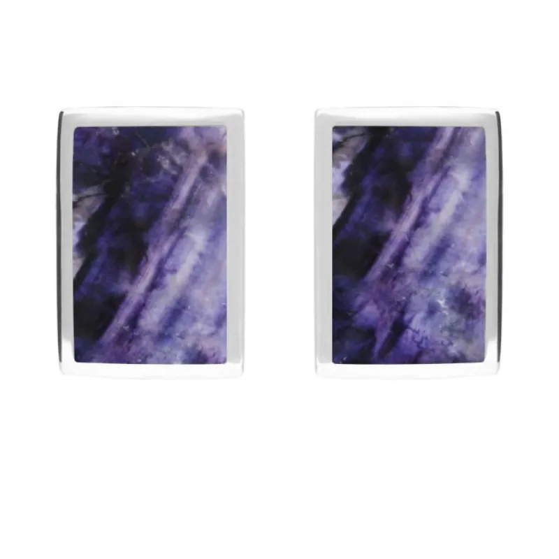 Sterling Silver Blue John Oblong Stud Earrings sold by Jura Watches