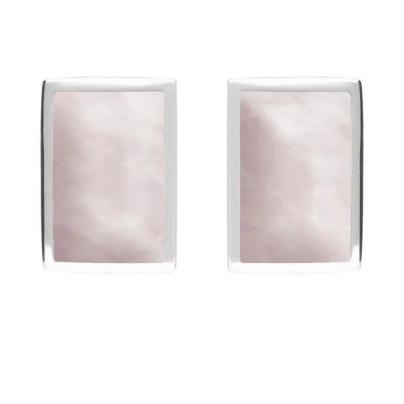 Sterling Silver Pink Mother of Pearl Oblong Stud Earrings sold by Jura Watches