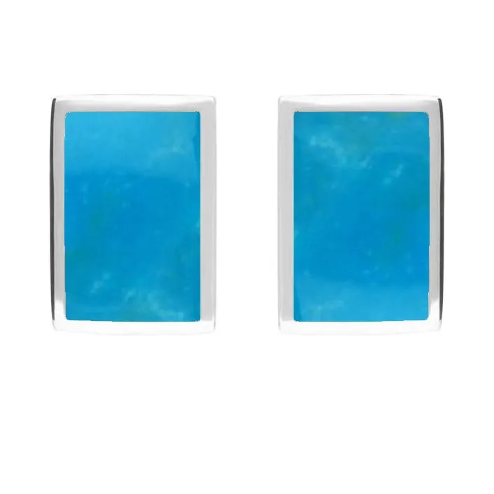 Sterling Silver Turquoise Oblong Stud Earrings sold by Jura Watches