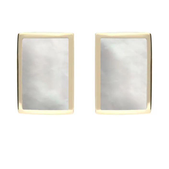 9ct Yellow Gold Mother of Pearl Oblong Stud Earrings sold by Jura Watches