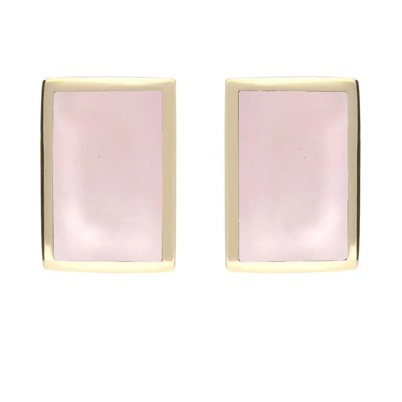9ct Yellow Gold Pink Mother of Pearl Oblong Stud Earrings sold by Jura Watches