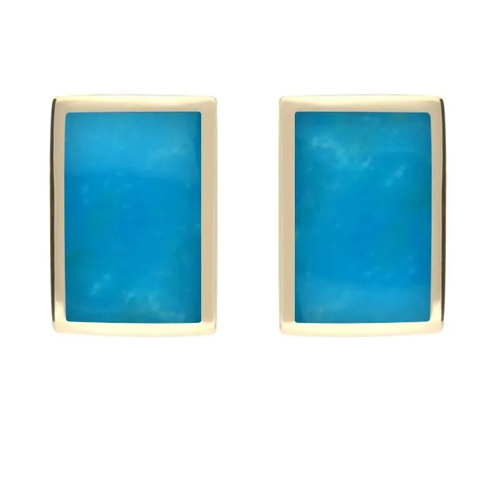 9ct Yellow Gold Turquoise Oblong Stud Earrings sold by Jura Watches