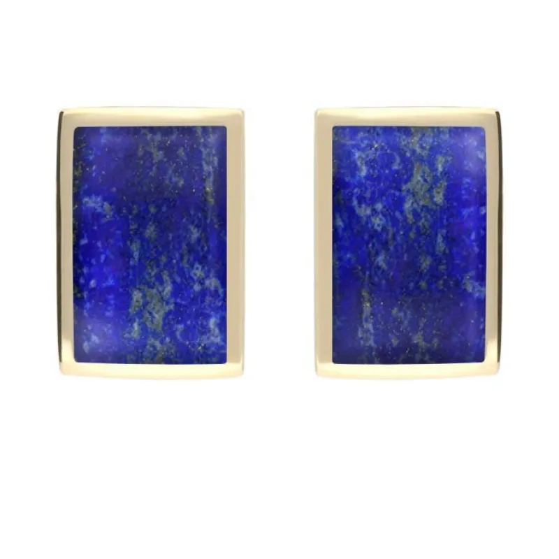 9ct Yellow Gold Lapis Lazuli Oblong Stud Earrings sold by Jura Watches