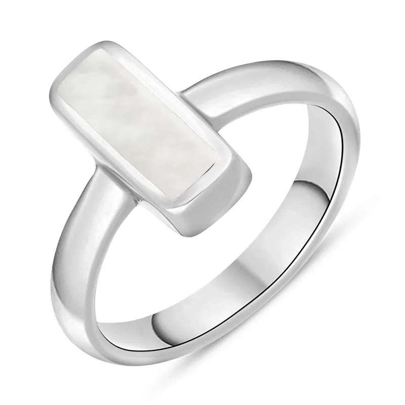 Sterling Silver Mother of Pearl Slim Oblong Ring sold by Jura Watches