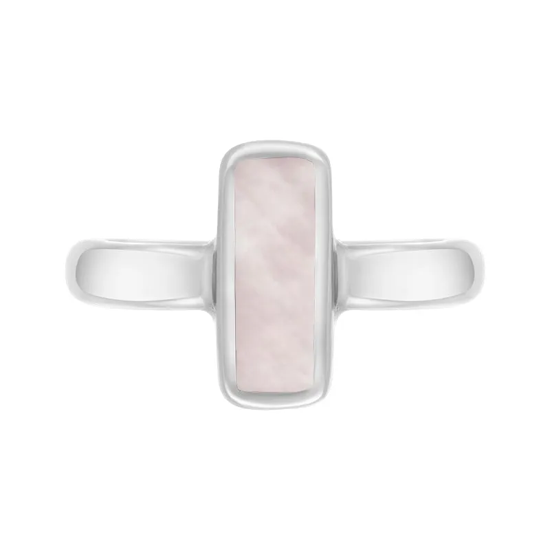 Sterling Silver Pink Mother of Pearl Slim Oblong Ring sold by Jura Watches product image thumbnail 3