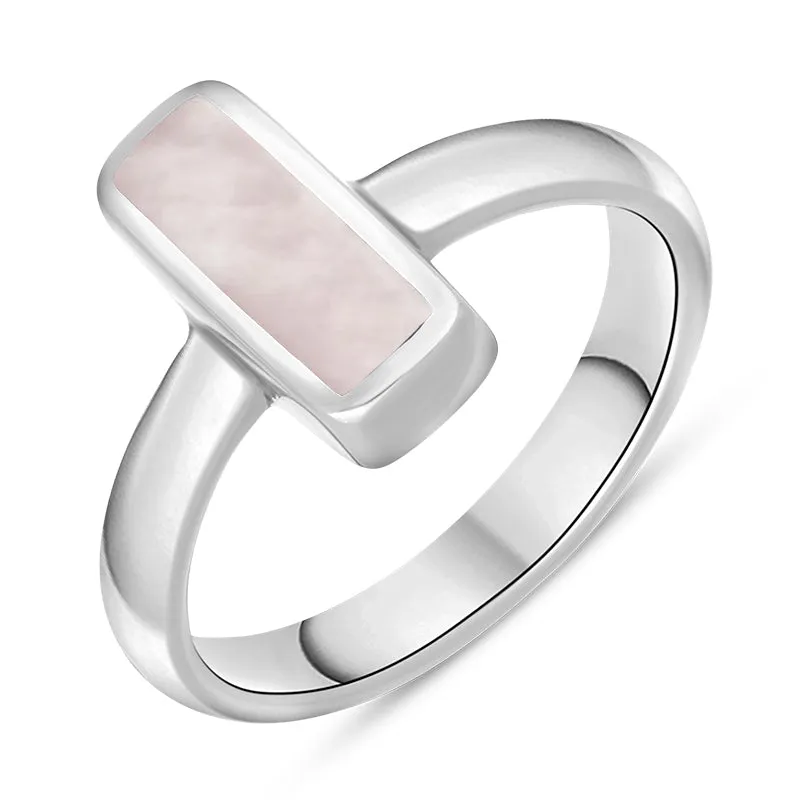 Sterling Silver Pink Mother of Pearl Slim Oblong Ring sold by Jura Watches