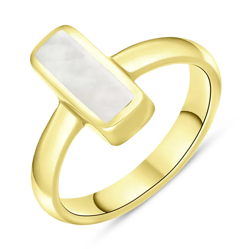 9ct Yellow Gold Mother of Pearl Slim Oblong Ring sold by Jura Watches