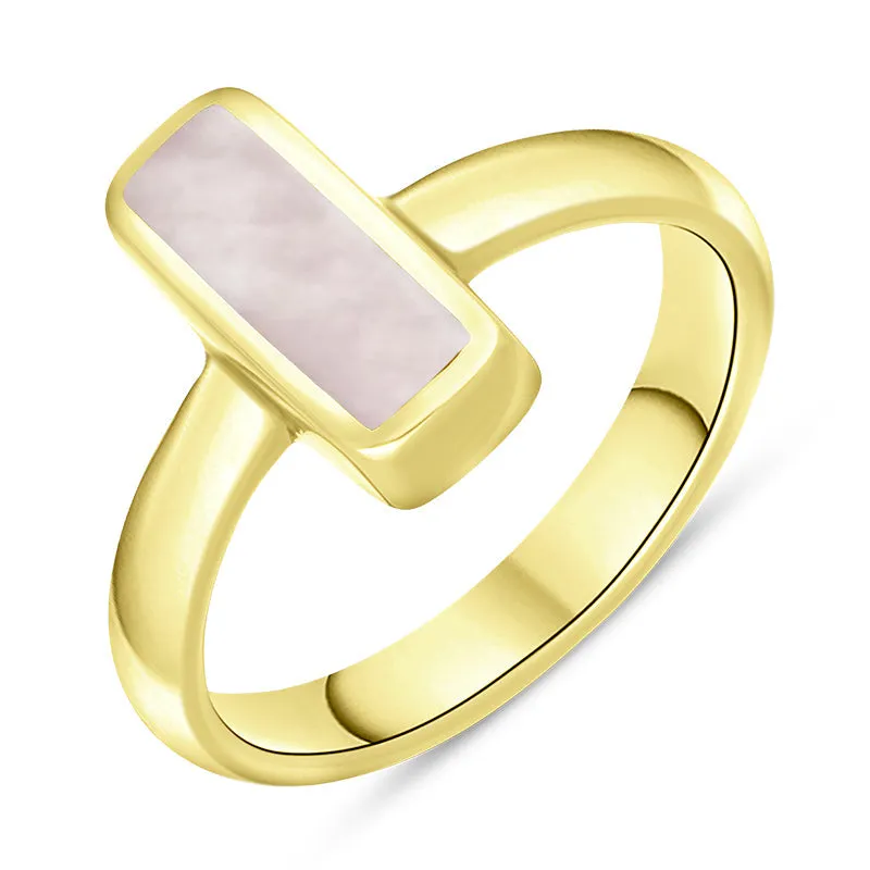 9ct Yellow Gold Pink Mother of Pearl Slim Oblong Ring sold by Jura Watches