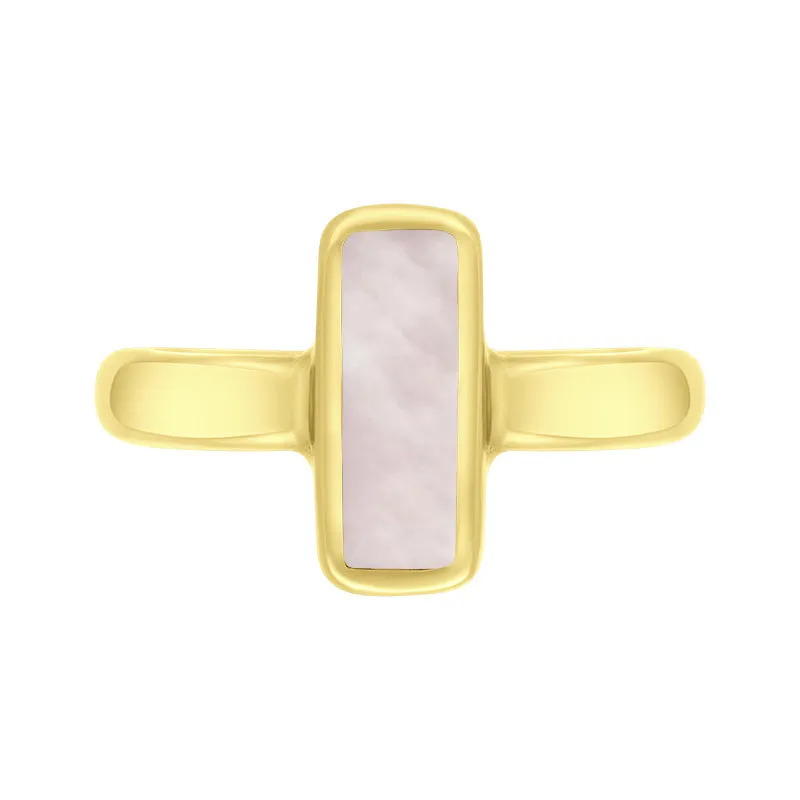 9ct Yellow Gold Pink Mother of Pearl Slim Oblong Ring sold by Jura Watches product image thumbnail 2