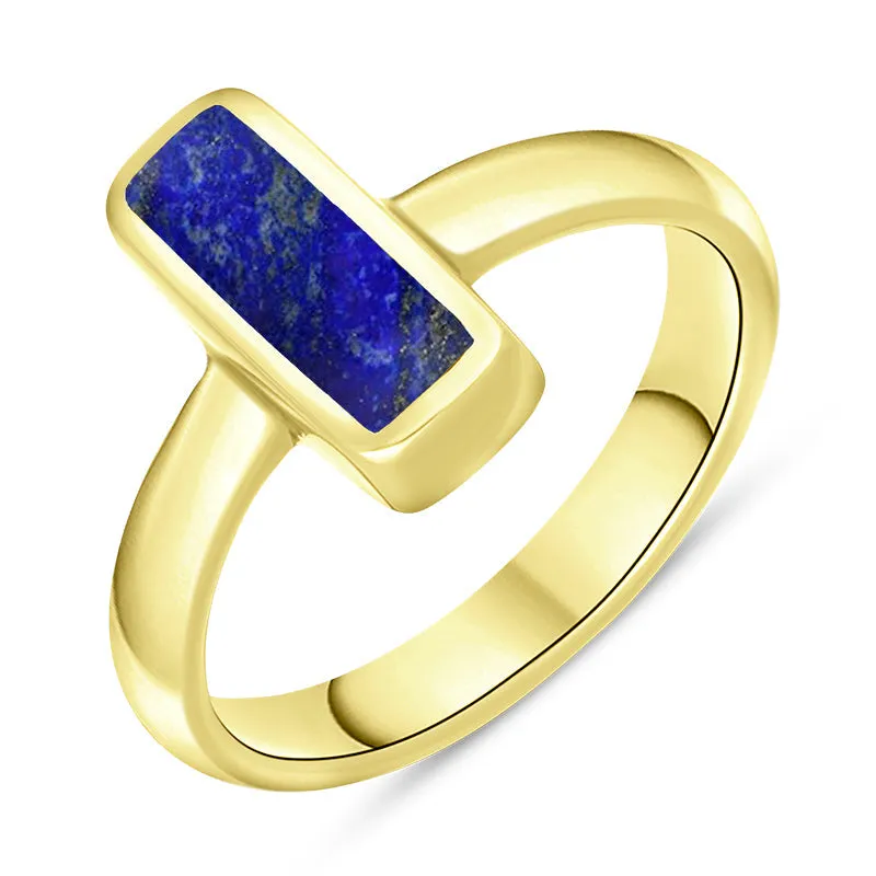 9ct Yellow Gold Lapis Lazuli Slim Oblong Ring sold by Jura Watches