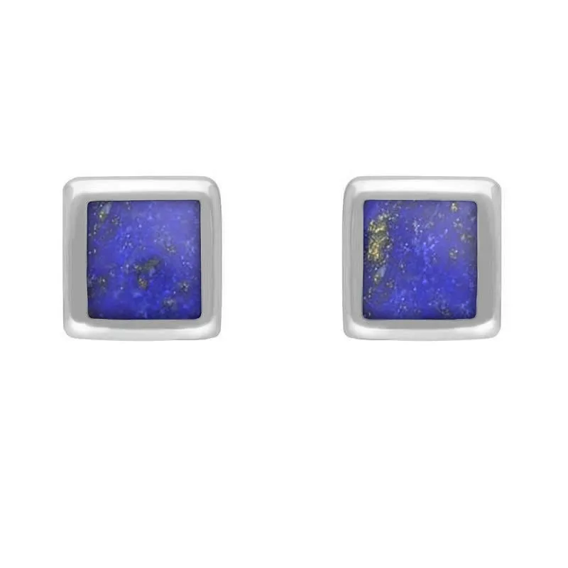 Sterling Silver Lapis Lazuli Dinky Square Stud Earrings sold by Jura Watches