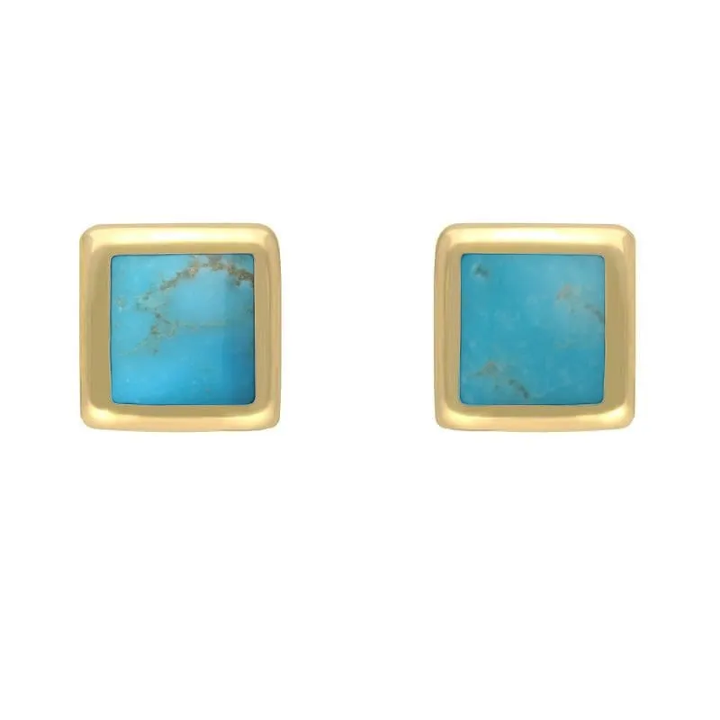 9ct Yellow Gold Turquoise Dinky Square Stud Earrings sold by Jura Watches