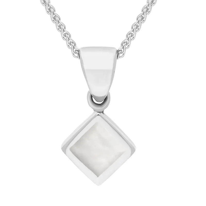Sterling Silver Mother of Pearl Dinky Square Necklace sold by Jura Watches