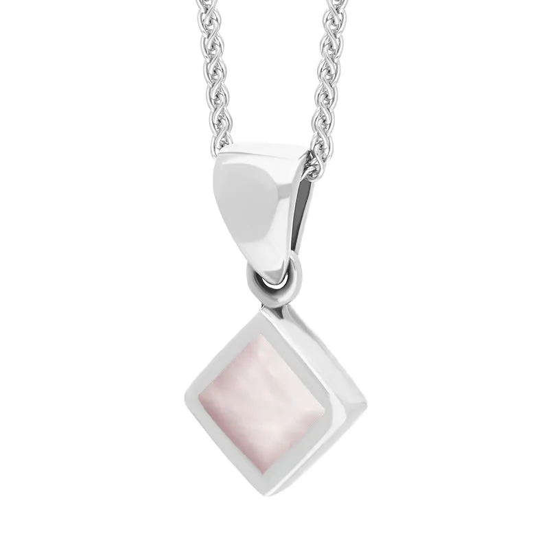 Sterling Silver Pink Mother of Pearl Dinky Square Necklace sold by Jura Watches product image thumbnail 2