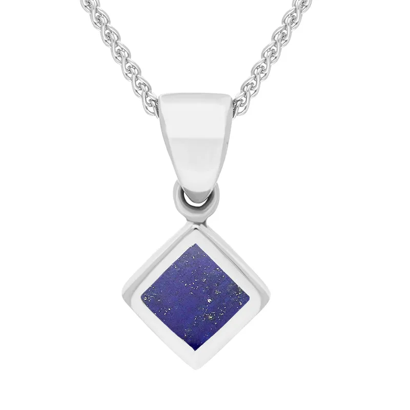 Sterling Silver Lapis Lazuli Dinky Square Necklace sold by Jura Watches