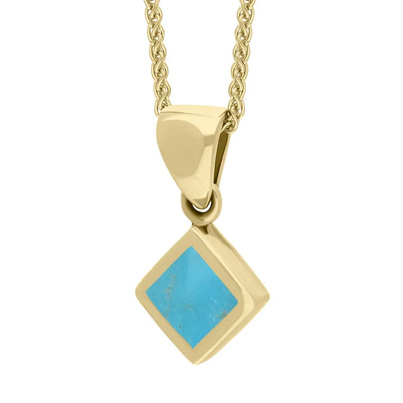 9ct Yellow Gold Turquoise Small Square Necklace sold by Jura Watches product image thumbnail 2
