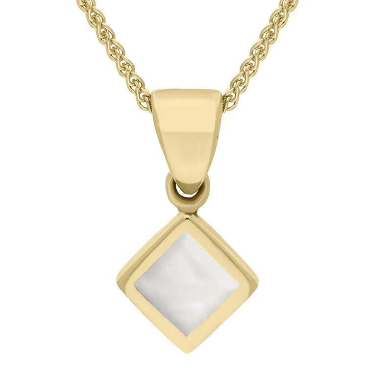 9ct Yellow Gold Mother of Pearl Dinky Square Necklace sold by Jura Watches