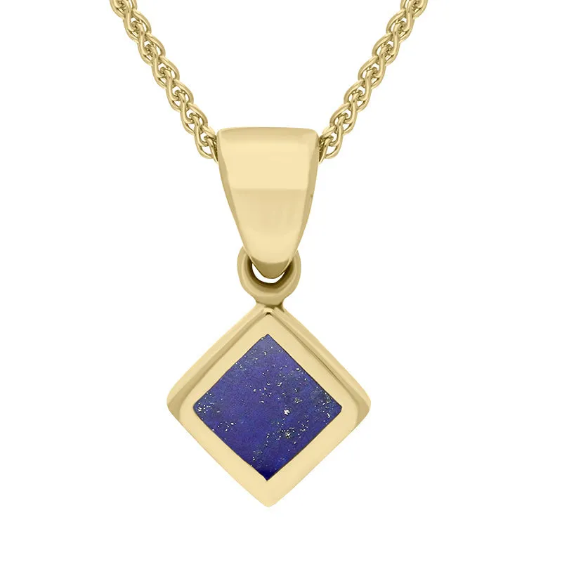 9ct Yellow Gold Lapis Lazuli Dinky Square Necklace sold by Jura Watches