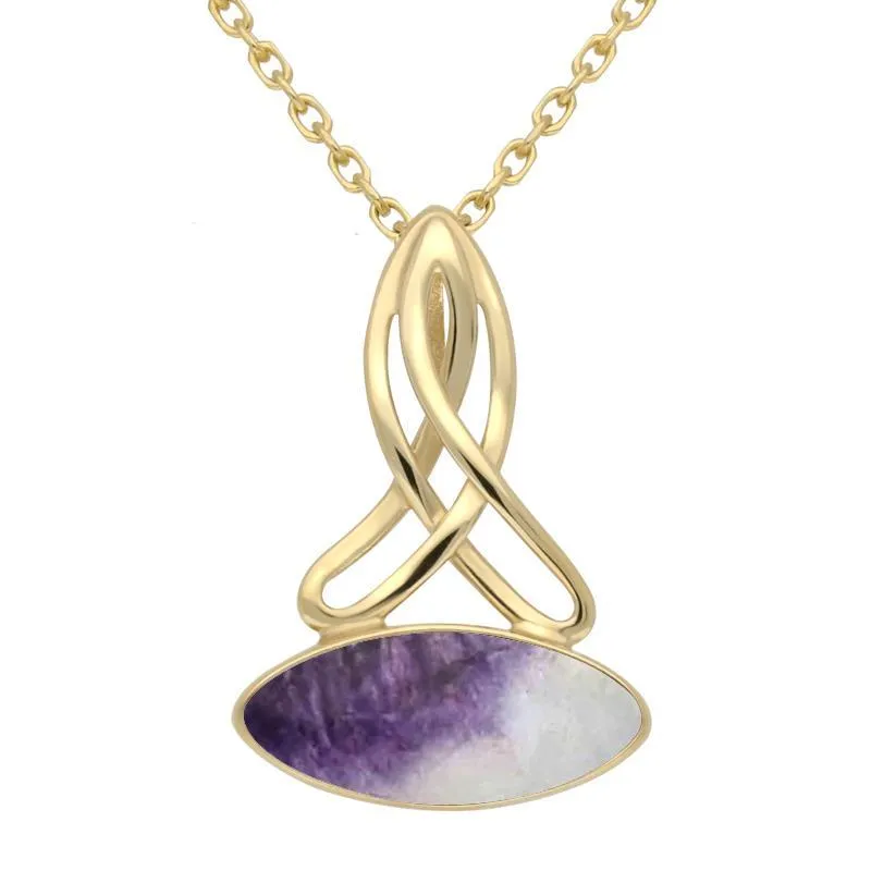 9ct Yellow Gold Blue John Wide Marquise Celtic Necklace sold by Jura Watches