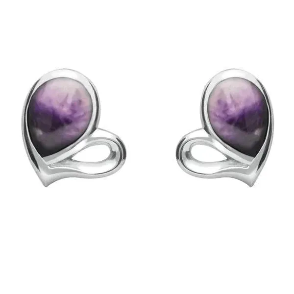 Sterling Silver Blue John Half Filled Heart Stud Earrings sold by Jura Watches