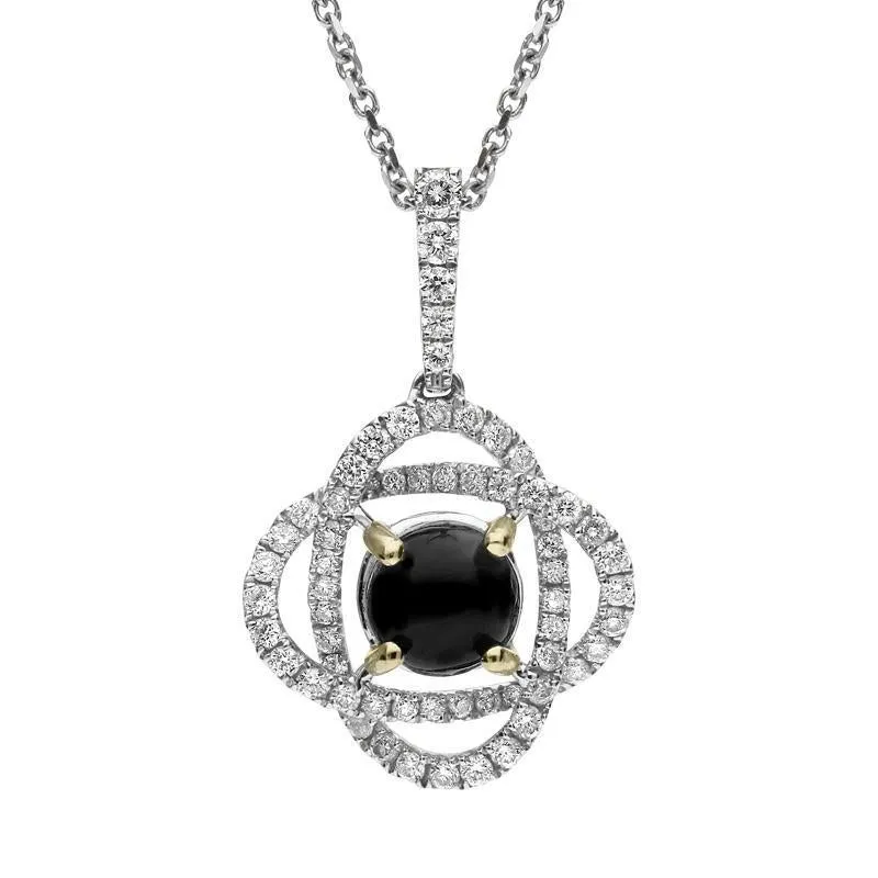 18ct White Gold Whitby Jet 0.40ct Diamond Necklace sold by Jura Watches