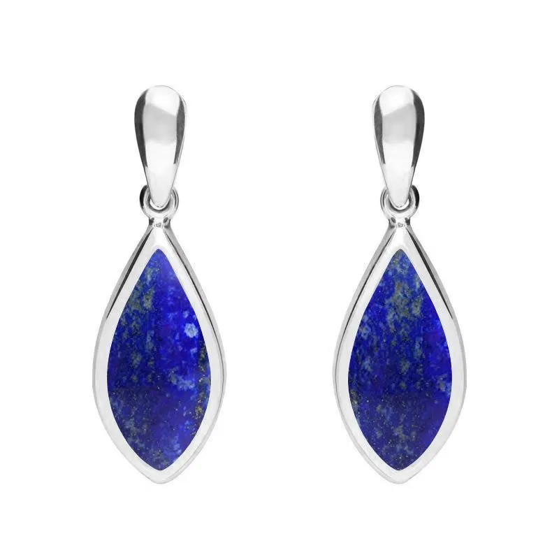 Sterling Silver Lapis Lazuli Small Pointed Pear Drop Earrings sold by Jura Watches