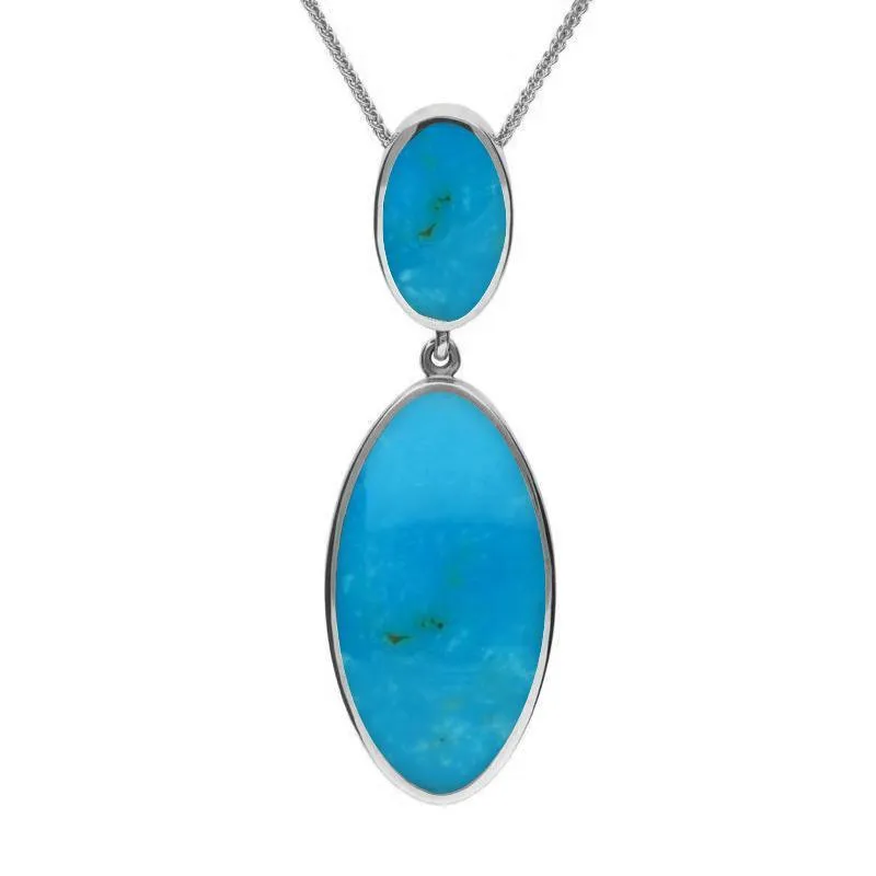Sterling Silver Turquoise Oval Drop Necklace sold by Jura Watches