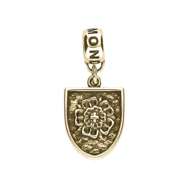9ct Yellow Gold York Minster Cross Key and Rose Shield Loop Charm sold by Jura Watches