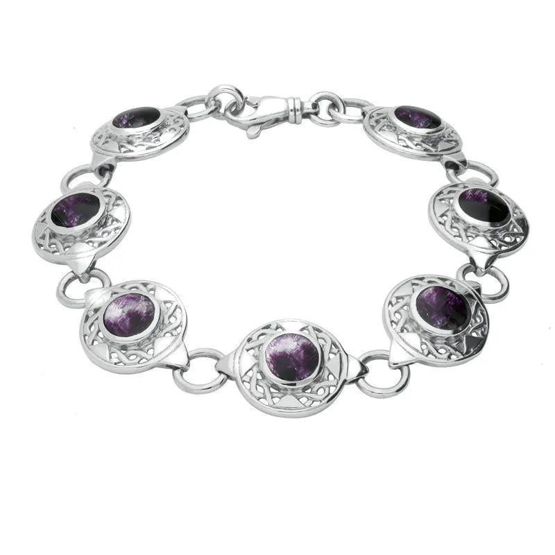 Sterling Silver Blue John Seven Stone Round Celtic Bracelet sold by Jura Watches