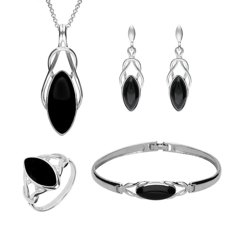 Sterling Silver Whitby Jet Celtic Twist Piece Set sold by Jura Watches