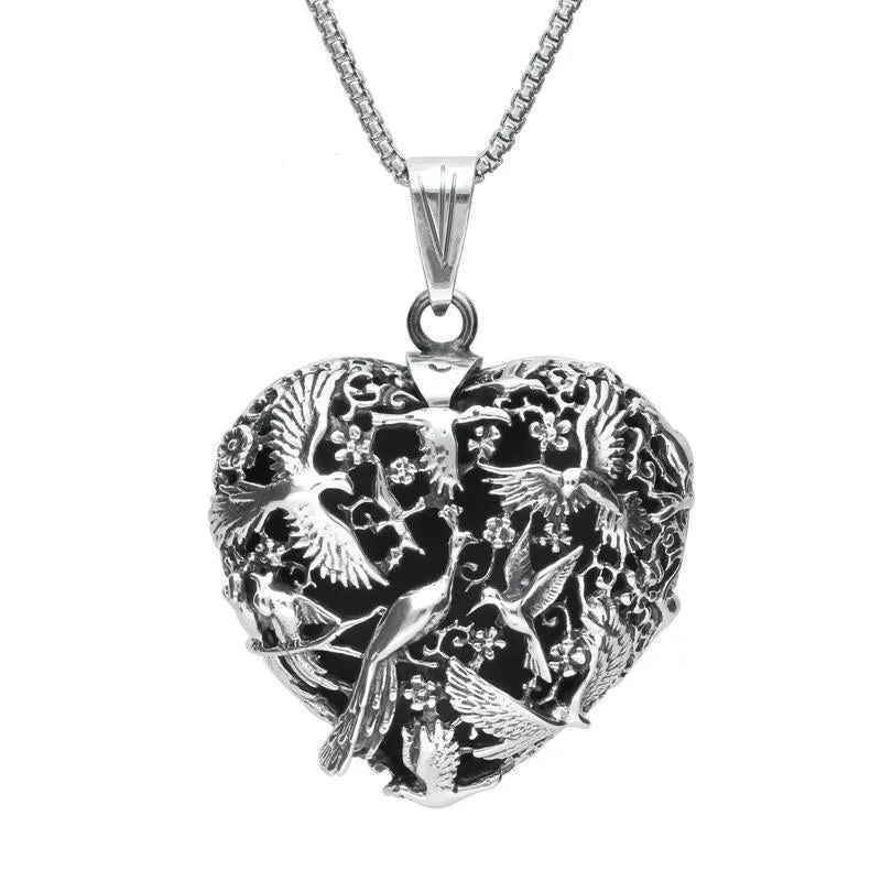 Sterling Silver Bird Heart Large Locket Necklace sold by Jura Watches