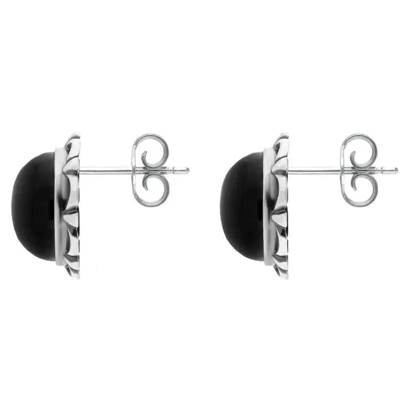 Sterling Silver Whitby Jet Round Frill Edge Stud Earrings sold by Jura Watches product image thumbnail 2