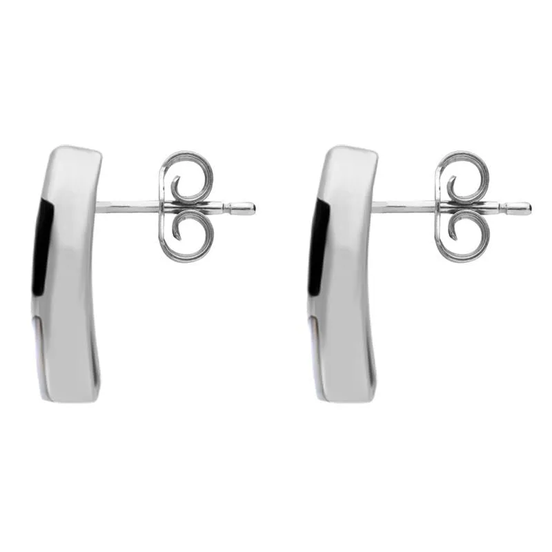 Sterling Silver Whitby Jet Mother of Pearl Three Stone Stud Earrings sold by Jura Watches product image thumbnail 2