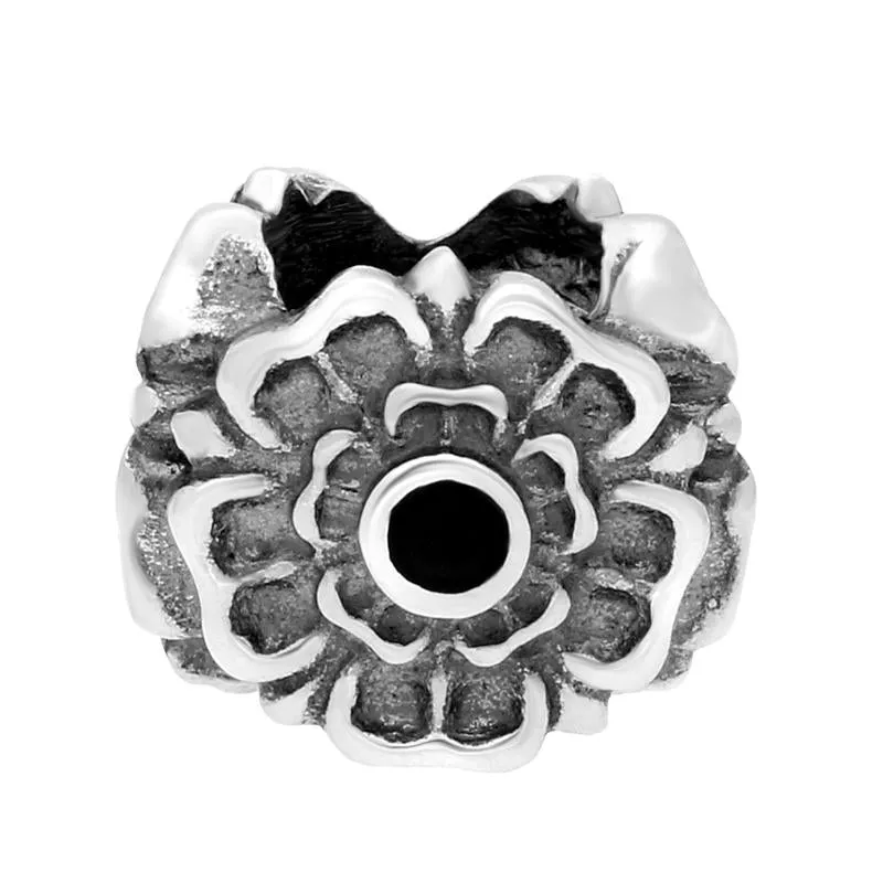 Sterling Silver Whitby Jet Three Rose Charm sold by Jura Watches