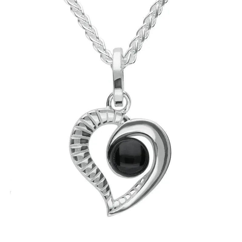 Sterling Silver Whitby Jet Ridged Heart Two Piece Set sold by Jura Watches product image thumbnail 2