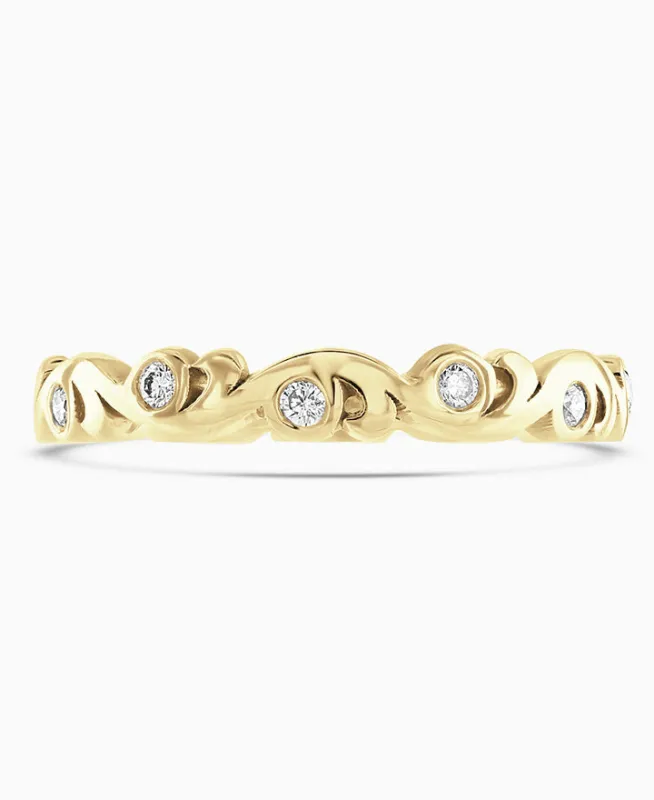 18ct Yellow 0.18ct Diamond 3mm Swirl Band Ring sold by Jura Watches