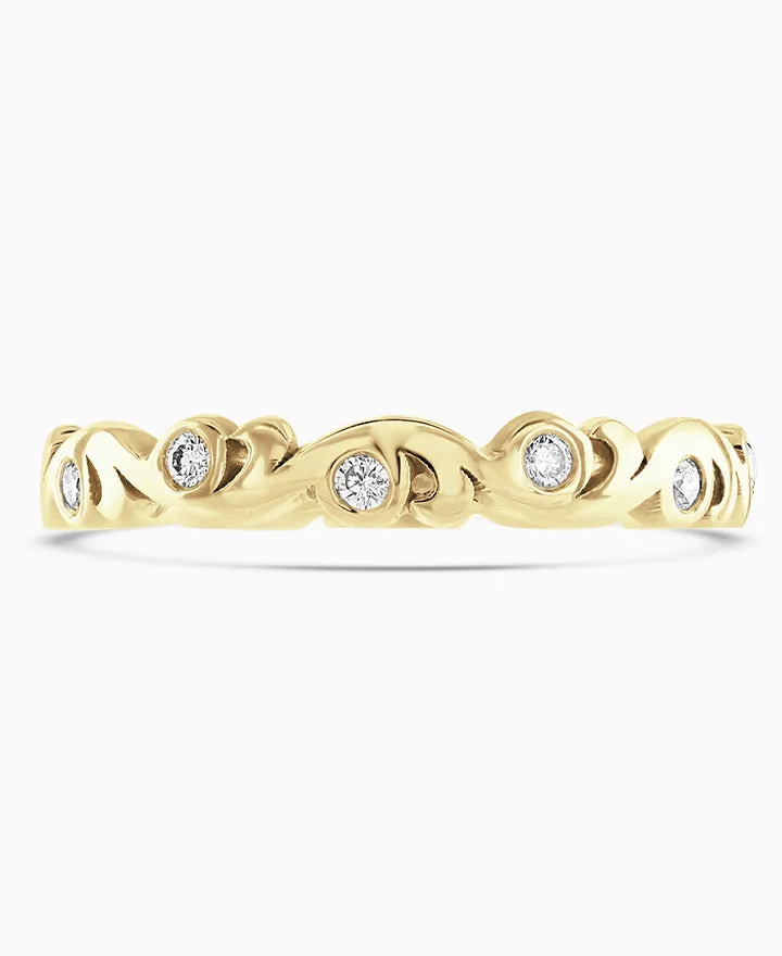 18ct Yellow 0.18ct Diamond 3mm Swirl Band Ring sold by Jura Watches
