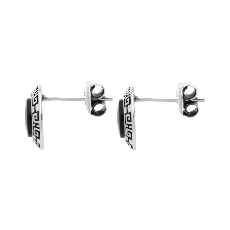 Sterling Silver Whitby Jet Greek Edge Stud Earrings sold by Jura Watches product image thumbnail 2