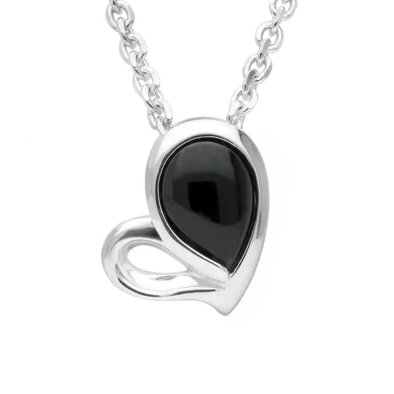 Sterling Silver Whitby Jet Half Filled Heart Two Piece Set sold by Jura Watches product image thumbnail 3
