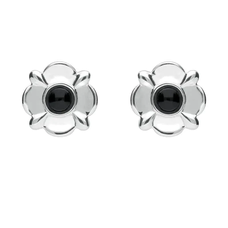 Sterling Silver Whitby Jet Round Four Petal Flower Two Piece Set sold by Jura Watches product image thumbnail 2