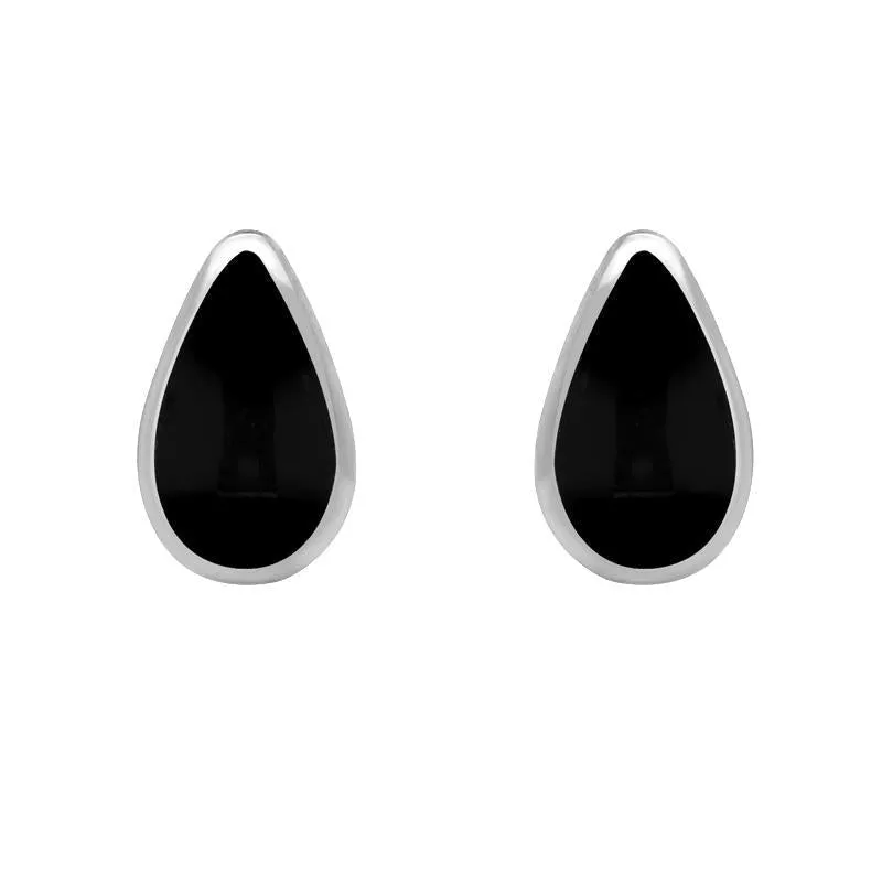 Sterling Silver Whitby Jet Small Teardrop Stud Earrings sold by Jura Watches