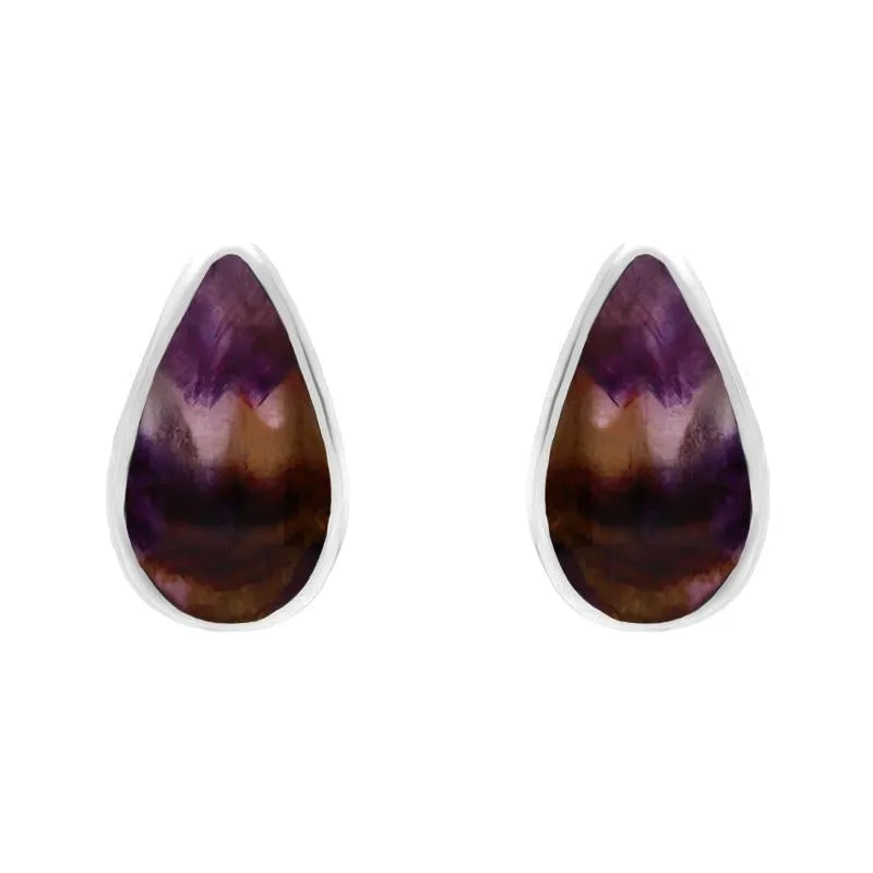 Sterling Silver Blue John Small Teardrop Stud Earrings sold by Jura Watches