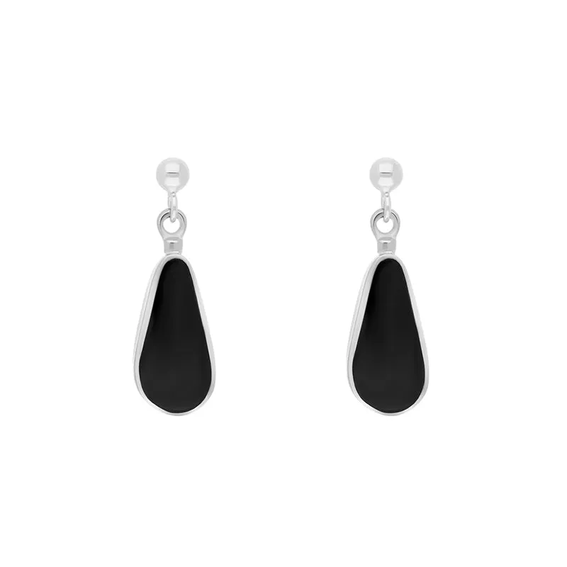 Sterling Silver Whitby Jet Pear Drop Earrings sold by Jura Watches