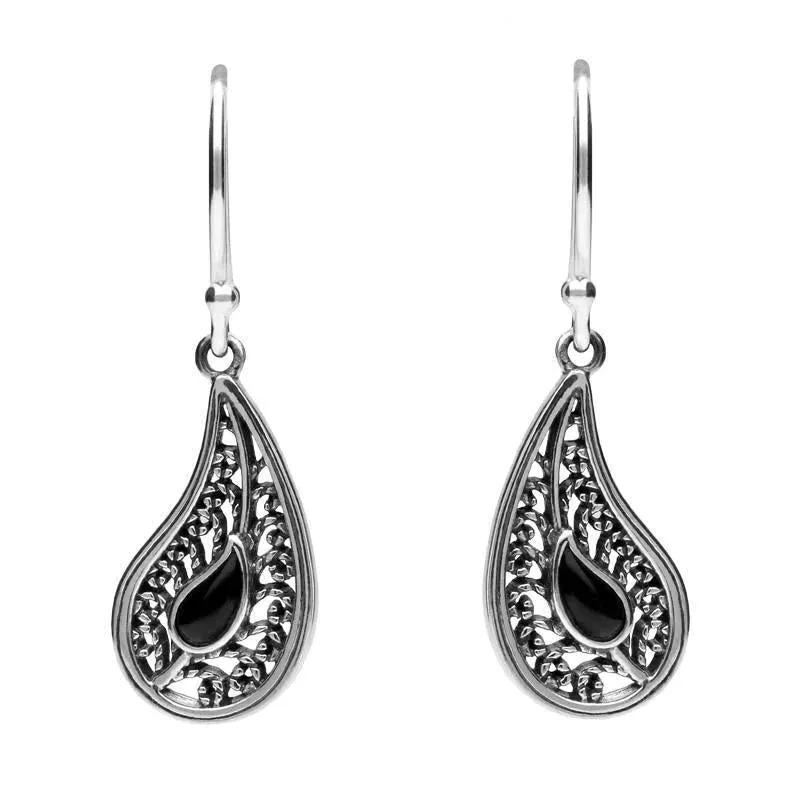Sterling Silver Whitby Jet Ornate Tear Drop Two Piece Set sold by Jura Watches product image thumbnail 2