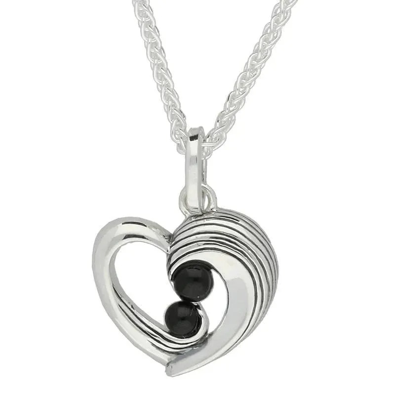 Sterling Silver Whitby Jet Half Ridge Stone Heart Two Piece Set sold by Jura Watches product image thumbnail 2