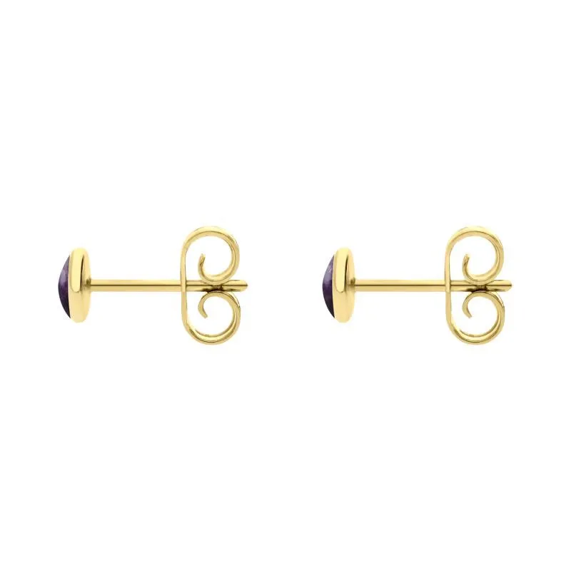 9ct Yellow Gold Blue John 4mm Classic Small Round Stud Earrings sold by Jura Watches product image thumbnail 2