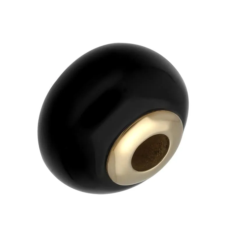 9ct Yellow Gold Whitby Jet Simple Bead Charm sold by Jura Watches