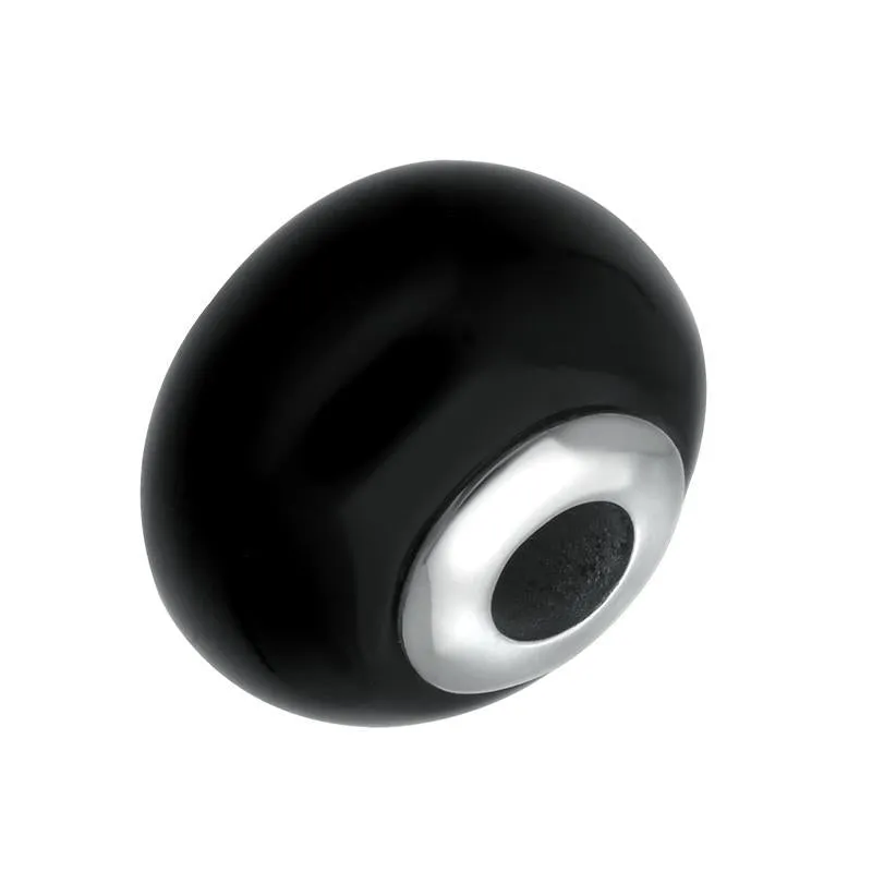 Sterling Silver Whitby Jet Simple Bead Charm sold by Jura Watches