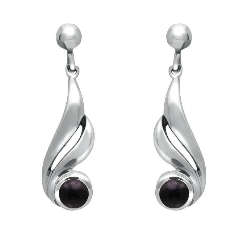 Sterling Silver Blue John Double Twist Drop Earrings sold by Jura Watches